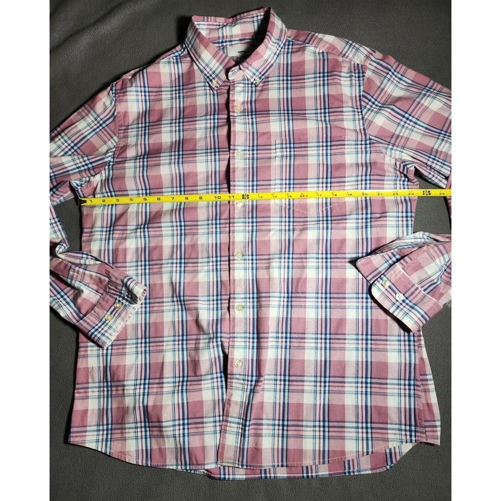 Sonoma Dress Shirt Mens Large White Red Plaid Button Down Collared Long Sleeve
